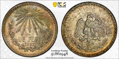 1922-M Peso KM-455  Ag MS66