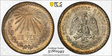 1923-M Peso KM-455  Ag MS65