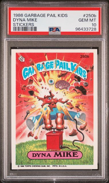 1986 Garbage Pail Kids Garbage Pail Kids Stickers STICKERS #250B Dyna Mike front