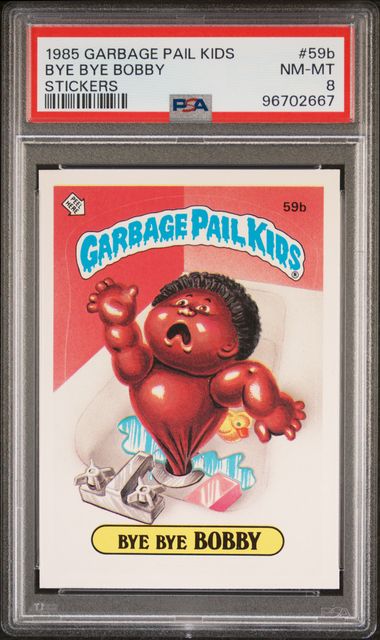 1985 Topps Garbage Pail Kids Series 2 STICKERS #59B Bye Bye Bobby front
