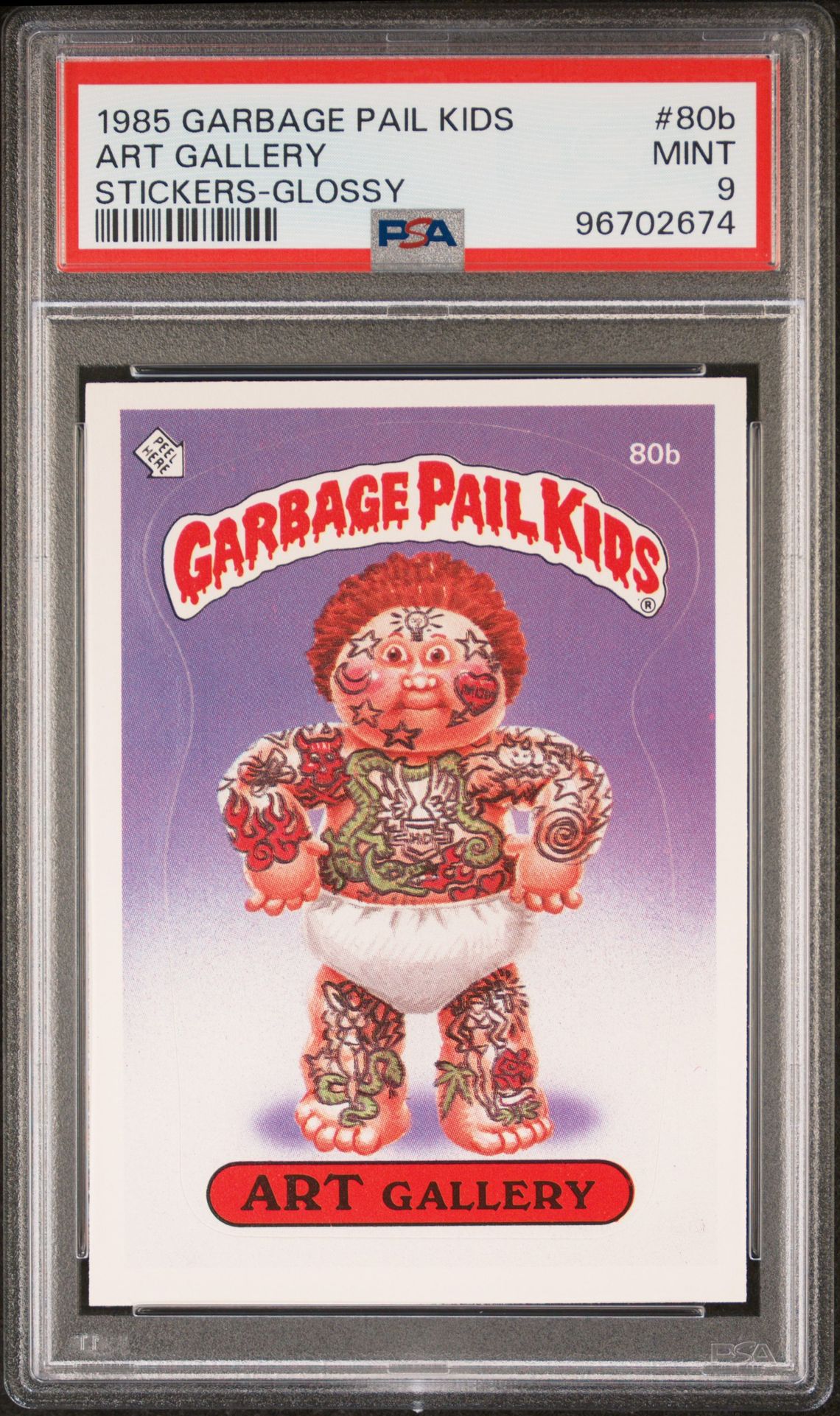 1985 Topps GARBAGE PAIL KIDS STICKERS GLOSSY #80B Art Gallery front
