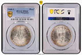 1908-S Peso KM-172  Ag MS64