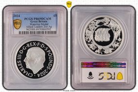 2024 £5 Waterloo Medal Allied Leaders 2oz Ag PR69DCAM