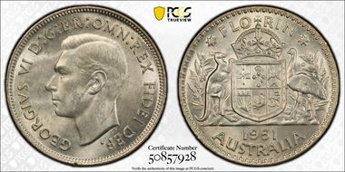 1951(m) Florin KM-48  Ag MS63