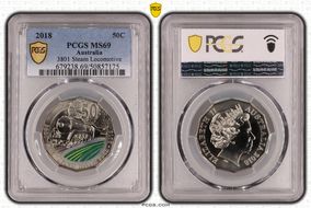 2018 50C 3801 Steam Locomotive Colorized MS69