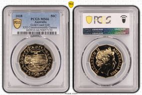 2018 50C Gold Coast Gilt XXI Commonwealth Games MS66