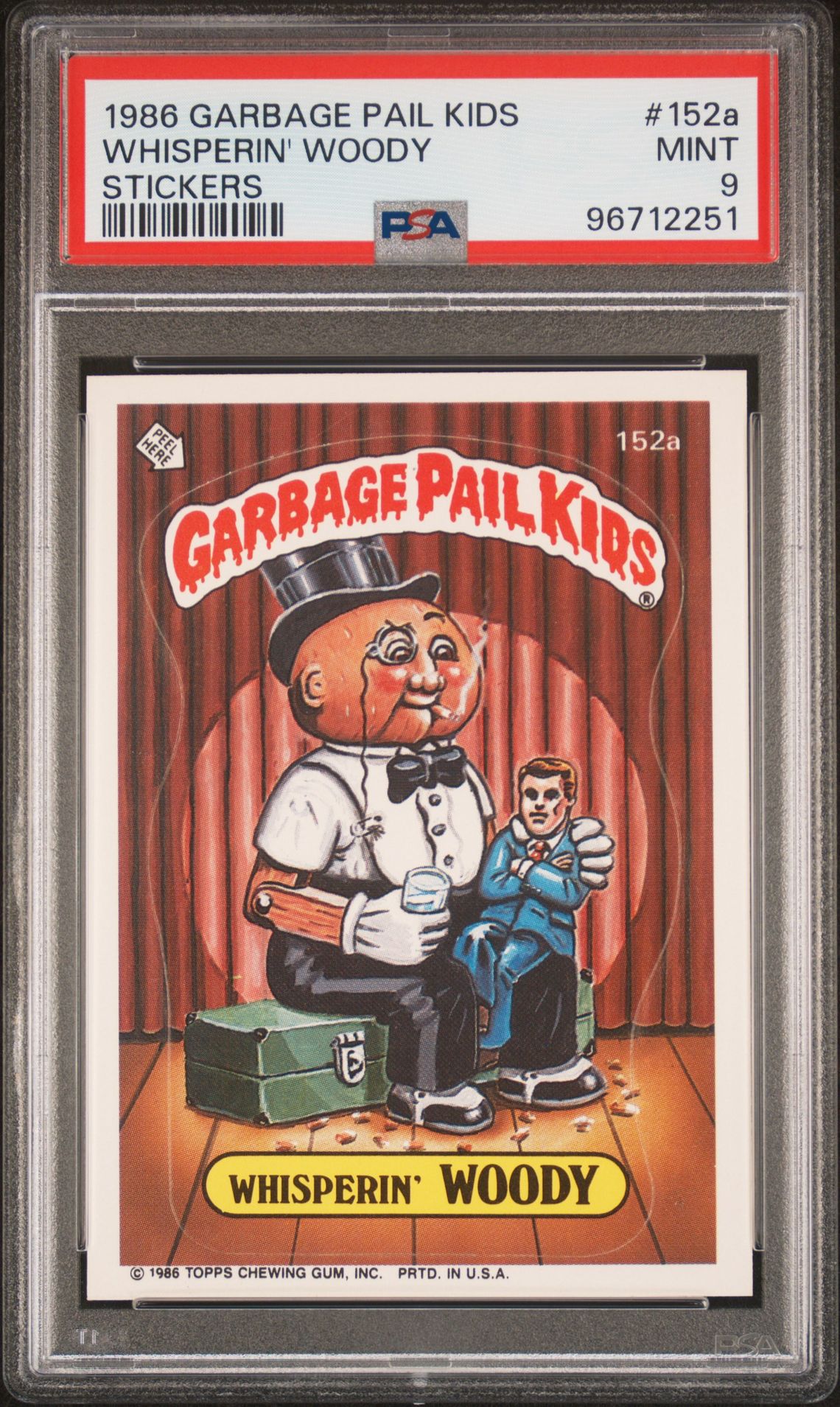 1986 Topps GARBAGE PAIL KIDS STICKERS #152A Whisperin' Woody front