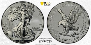 2021-S $1 Silver Eagle Rev PR - Type 2 Designer Edition PR70