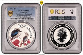 2023-P $1 Kookaburra Ag Colorized World Money Fair MS69