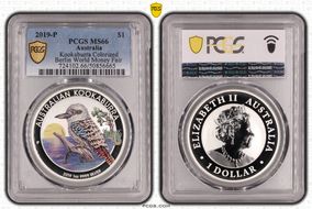 2019-P $1 Kookaburra Ag Colorized Berlin World Money Fair MS66