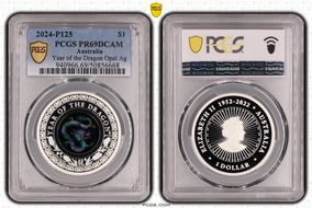 2024-P125 $1 Year of the Dragon Opal Ag PR69DCAM