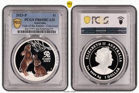 2023-P $1 Year of the Rabbit Ag Colorized PR69DCAM