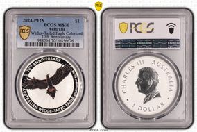 2024-P125 $1 Wedge-Tailed Eagle Colorized 10th Anniversary MS70