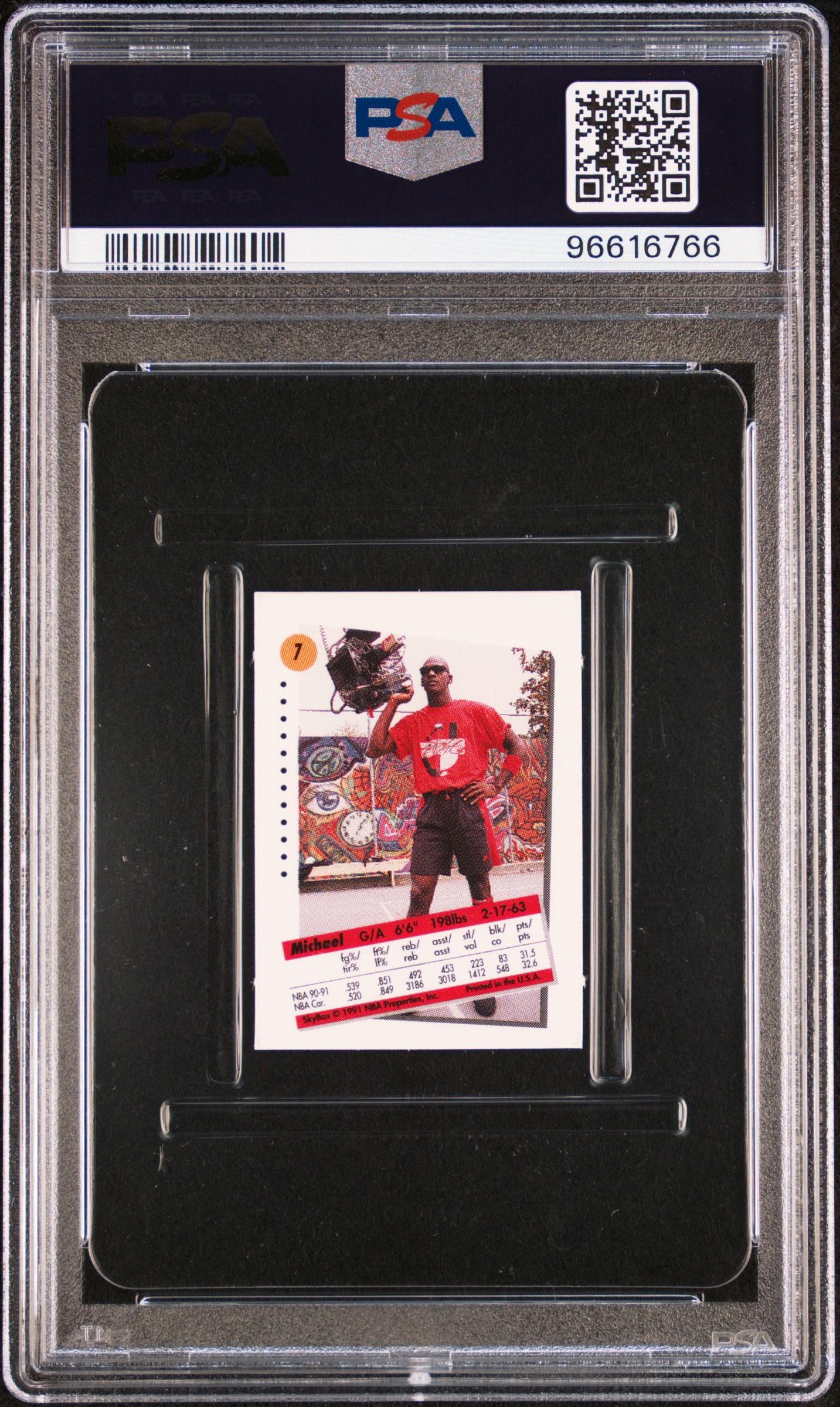 1991 Skybox Canadian Minis Michael Jordan #7 (Canadian Minis) Nm-Mt 8 back