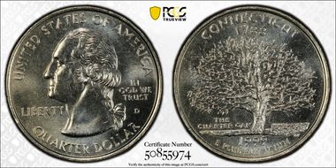 1999-D 25C Connecticut MS64