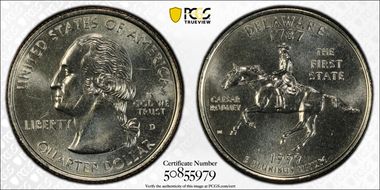 1999-D 25C Delaware MS65