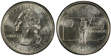 1999-D 25C Pennsylvania MS65