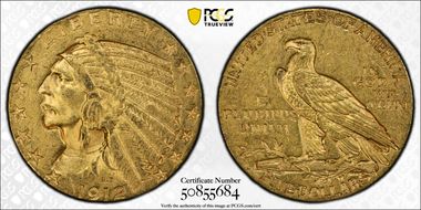1912-S $5 MS61