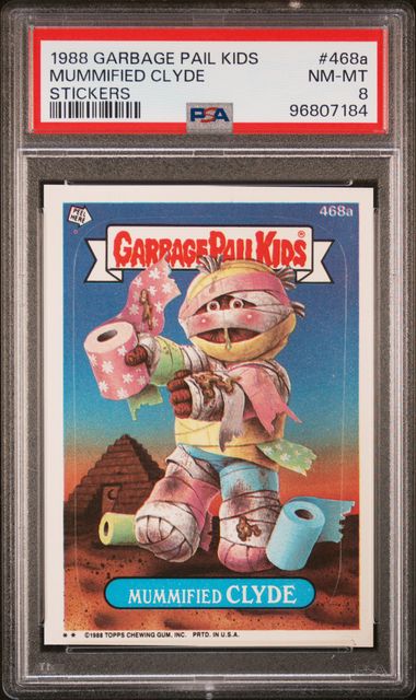 1988 Topps Garbage Pail Kids Series 12 STICKERS #468A Mummified Clyde front
