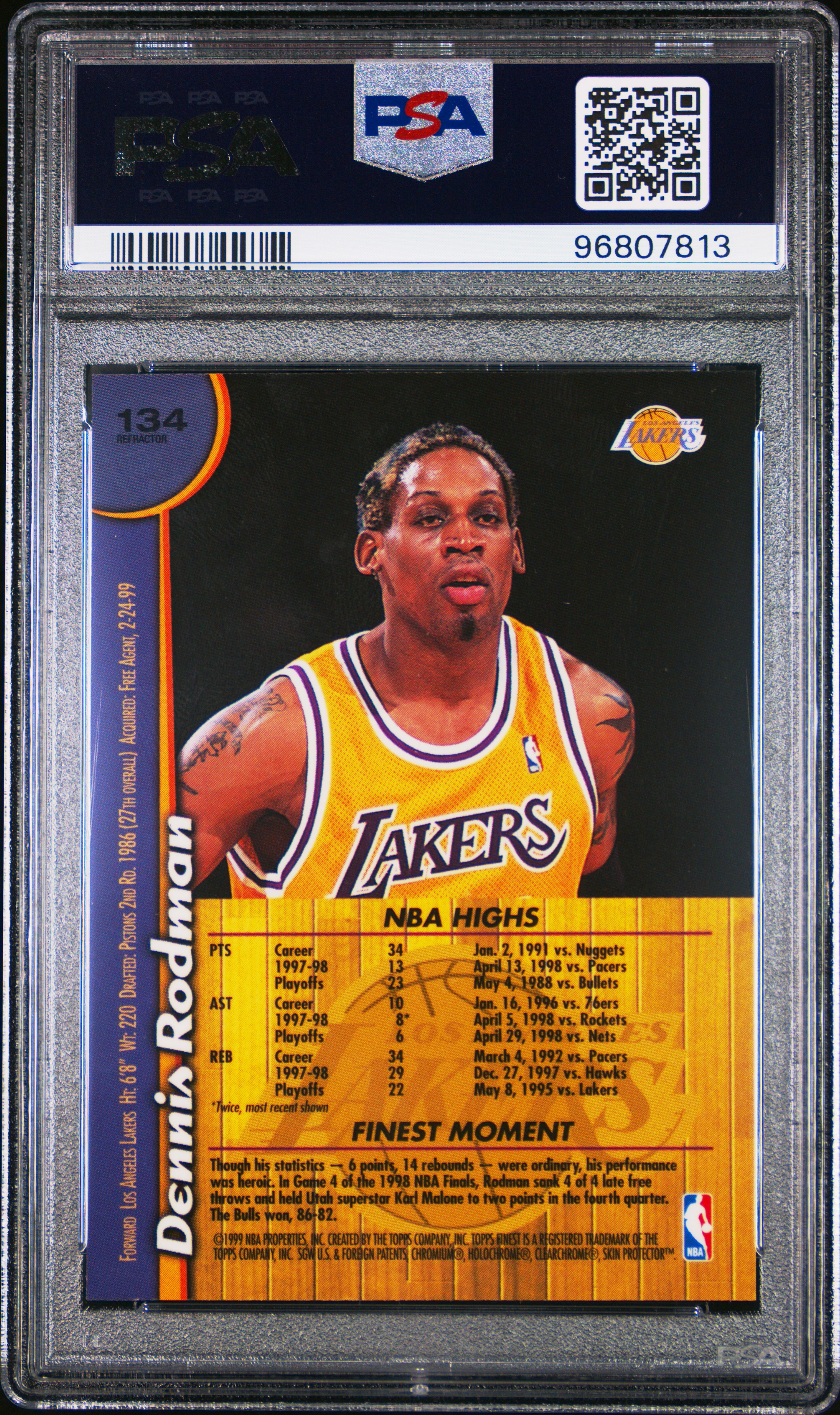 DENNIS RODMAN FINEST 289枚 GOLD REFRACTOR DENNIS RODMAN FINEST 289枚 GOLD REFRACTOR