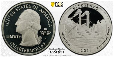 2011-S 25C Vicksburg NP - Silver PR68DCAM