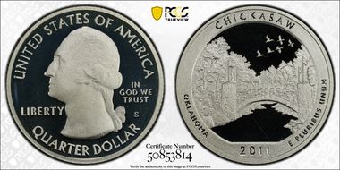 2011-S 25C Chickasaw NP - Silver PR69DCAM