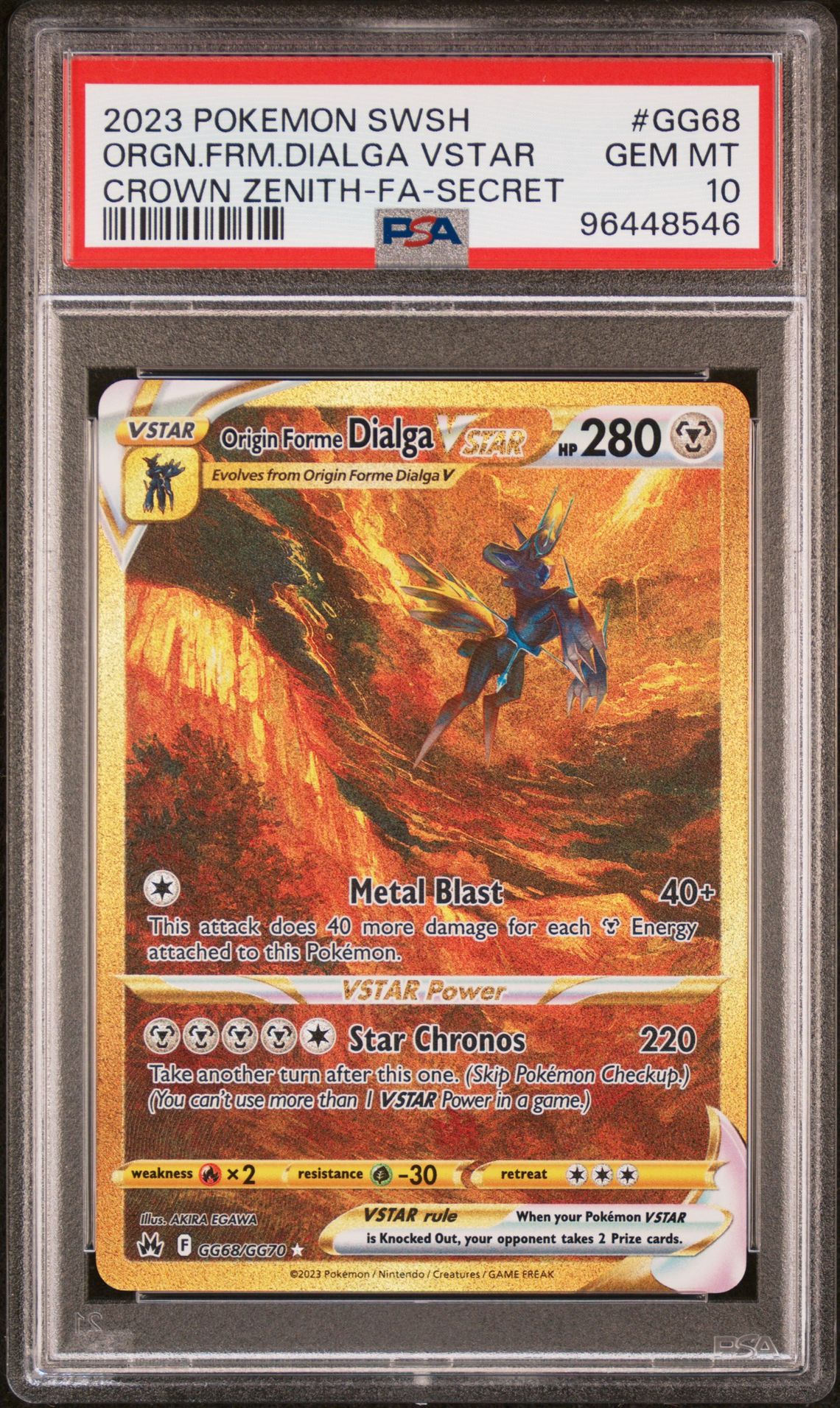 2023 Pokemon Sword And Shield Crown Zenith Orgn.frm.dialga Vstar #Gg68 (Crown Zenith-Fa-Secret) Gem Mt 10 front
