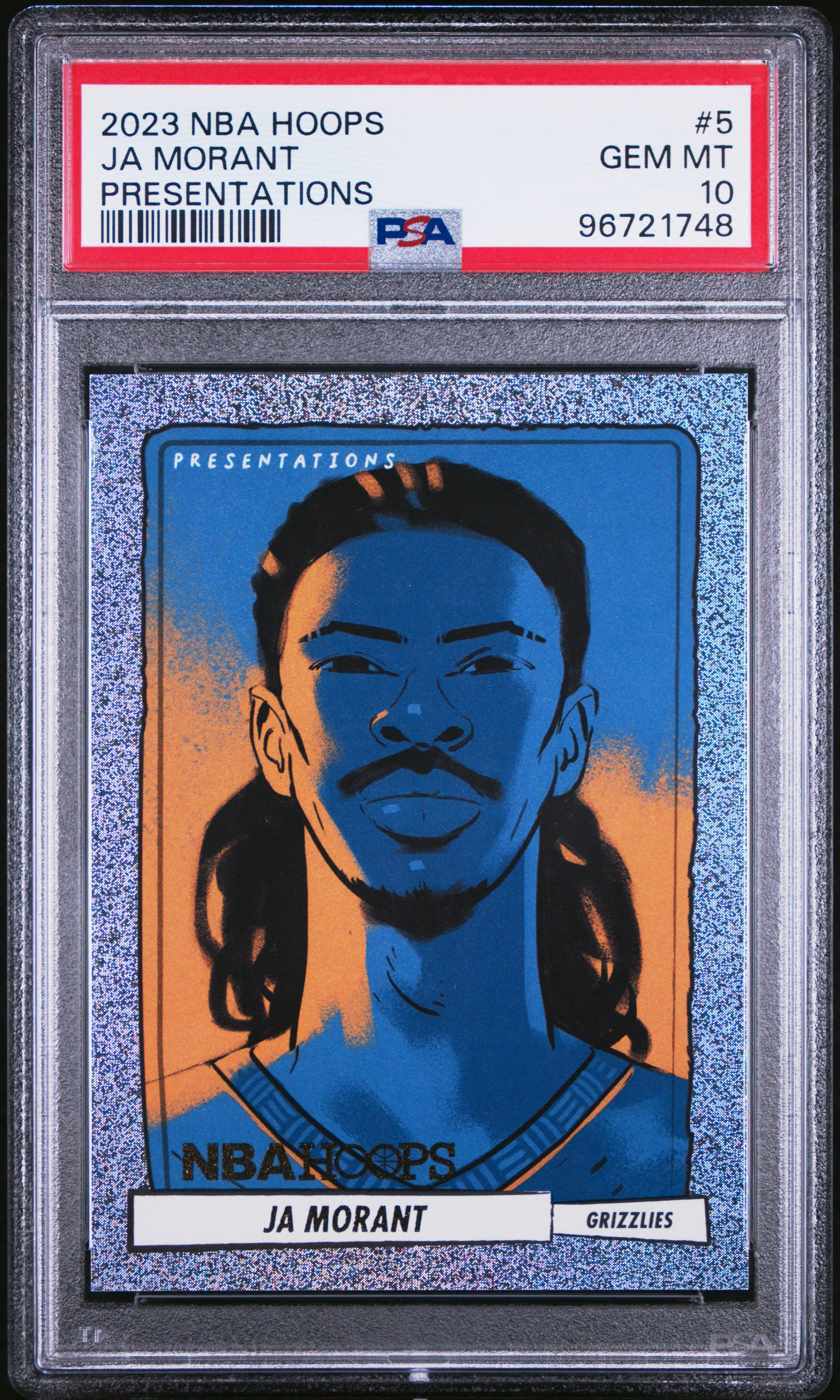 2023 Panini Nba Hoops Presentations Ja Morant #5 Gem Mt 10 front