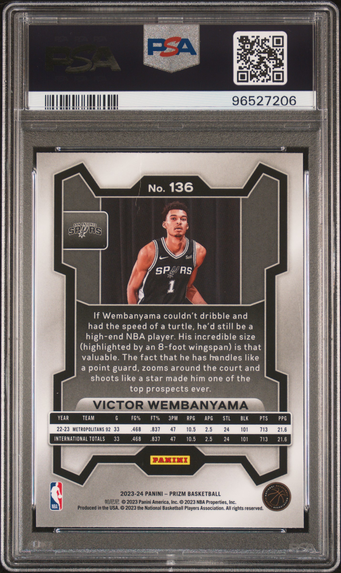 2023 Panini Prizm Victor Wembanyama #136 Ex 5 back