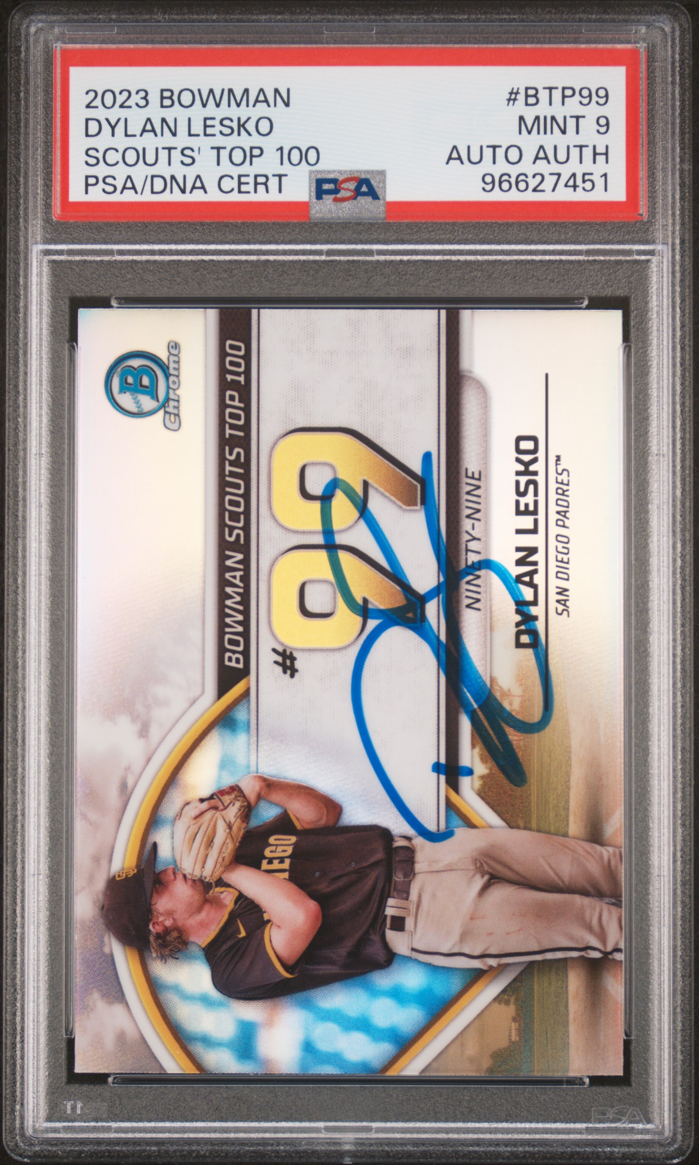 2023 Bowman Scouts' Top 100 Dylan Lesko #Btp99 (Scouts' Top 100) front
