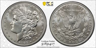 2021-D $1 Morgan Dollar 100th Anniversary First Strike MS70