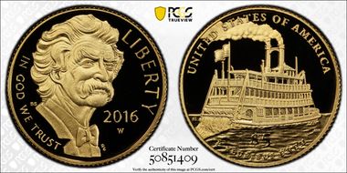 2016-W $5 Mark Twain First Strike PR70DCAM