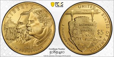 2016-W $5 100th Anniv. Nat'l Parks First Strike MS70