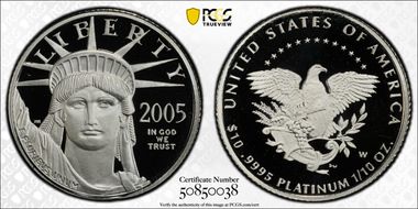 2005-W $10 Statue of Liberty PR70DCAM