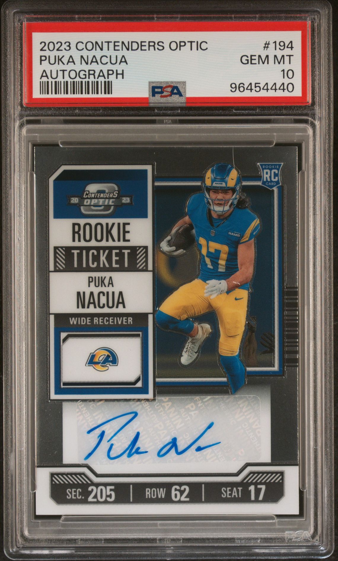 2023 Panini Contenders Optic Puka Nacua #194 (Autograph) Gem Mt 10 front
