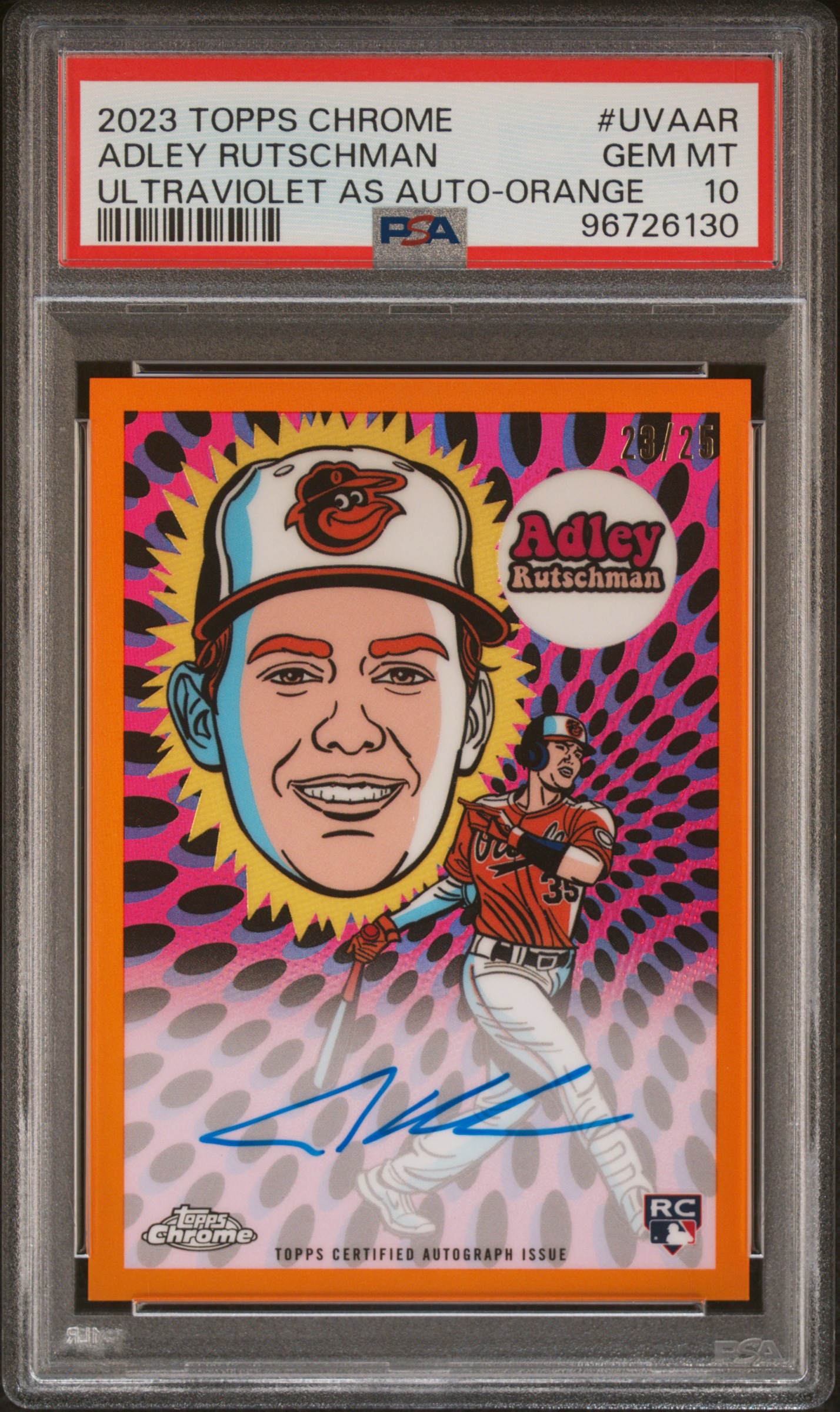 2023 Topps Chrome Ultraviolet All-Stars Autograph Adley Rutschman Orange Refractor #UVAAR PSA 10