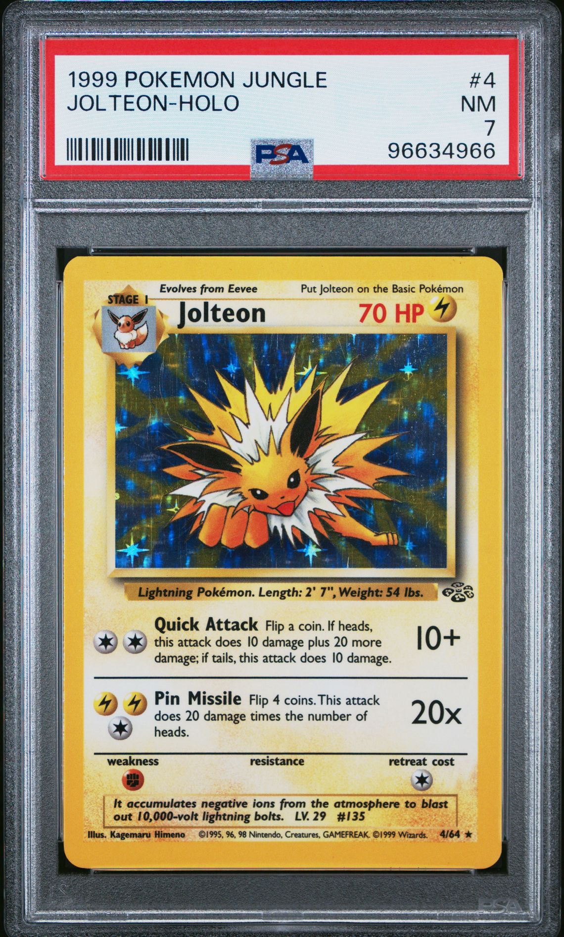 1999 Pokemon POKEMON JUNGLE Holo #4 Jolteon-Holo front