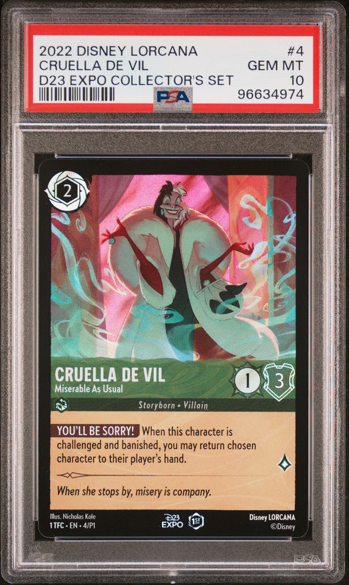 2022 Disney DISNEY LORCANA PROMO D23 EXPO COLLECTOR'S SET #4 Cruella De Vil front