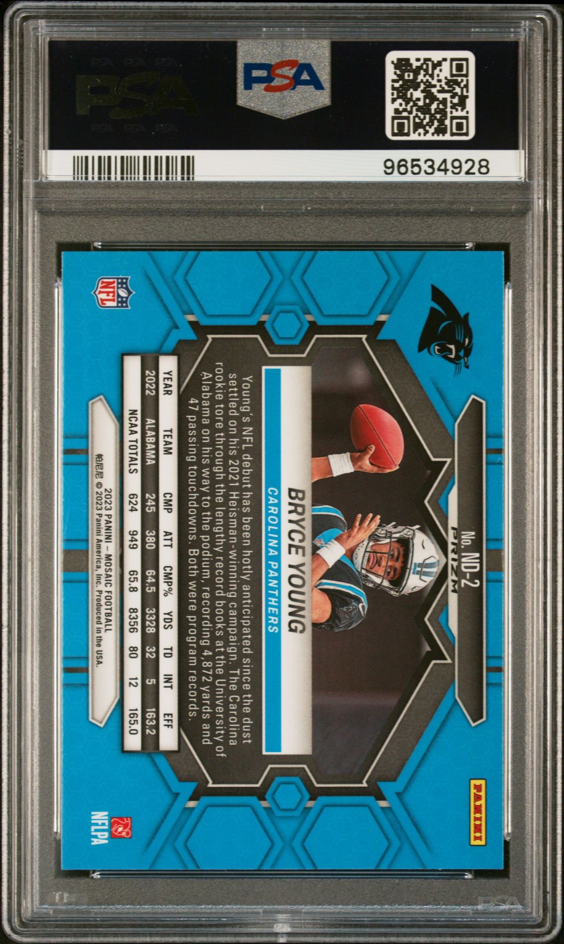 2023 Panini Mosaic Nfl Debut Bryce Young #Nd2 (Nfl Debut-Genesis) Mint 9 back