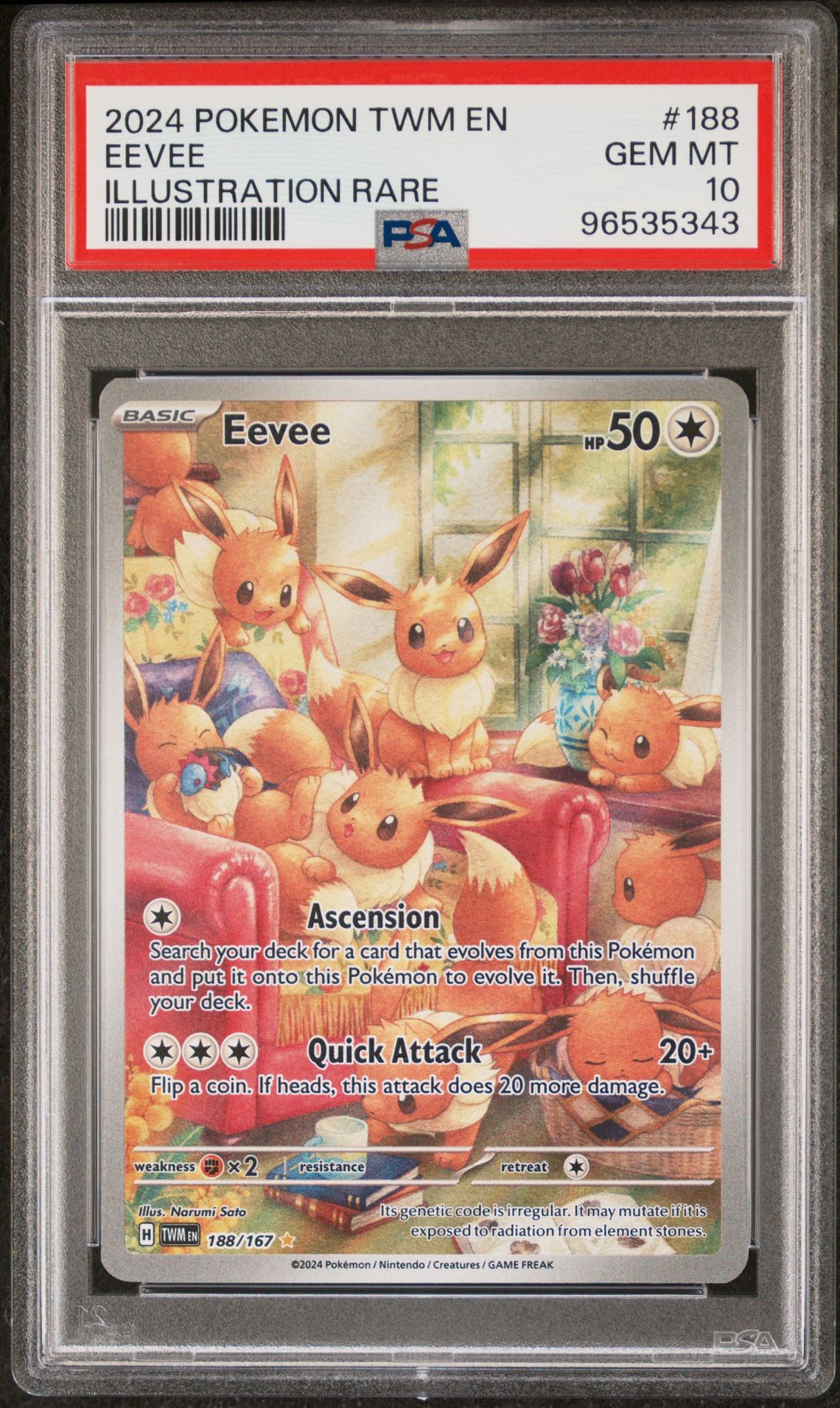 2024 Pokemon Twm En-Twilight Masquerade Eevee #188 (Illustration Rare) Gem Mt 10 front