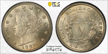 1883 5C With CENTS MS66