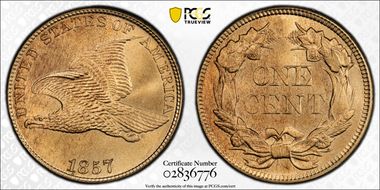 1857 1C Flying Eagle MS66+