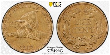 1857 1C Flying Eagle AU58