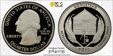 2015-S 25C Homestead NP - Silver PR69DCAM