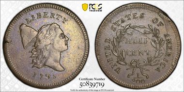 1795 1/2C C-5b AU50BN