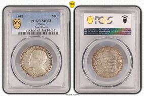1953 50C Jose Marti KM-28  Ag MS63