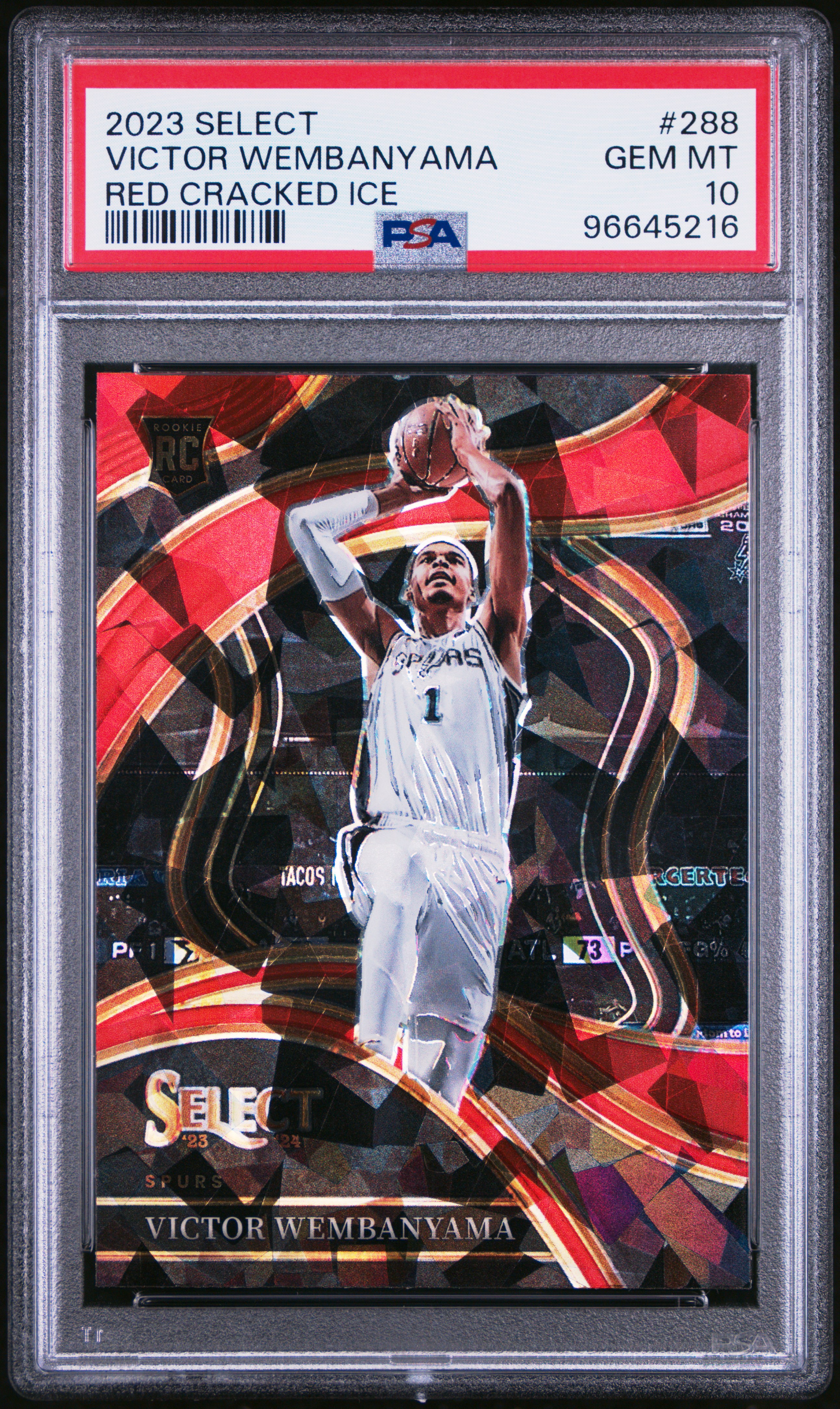 2023 Panini Select Victor Wembanyama #288 (Red Cracked Ice) Gem Mt 10 front