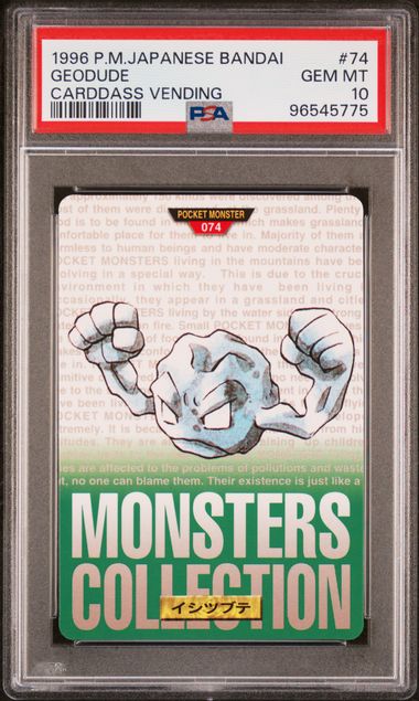 Geodude card PSA 10, cert 96545775