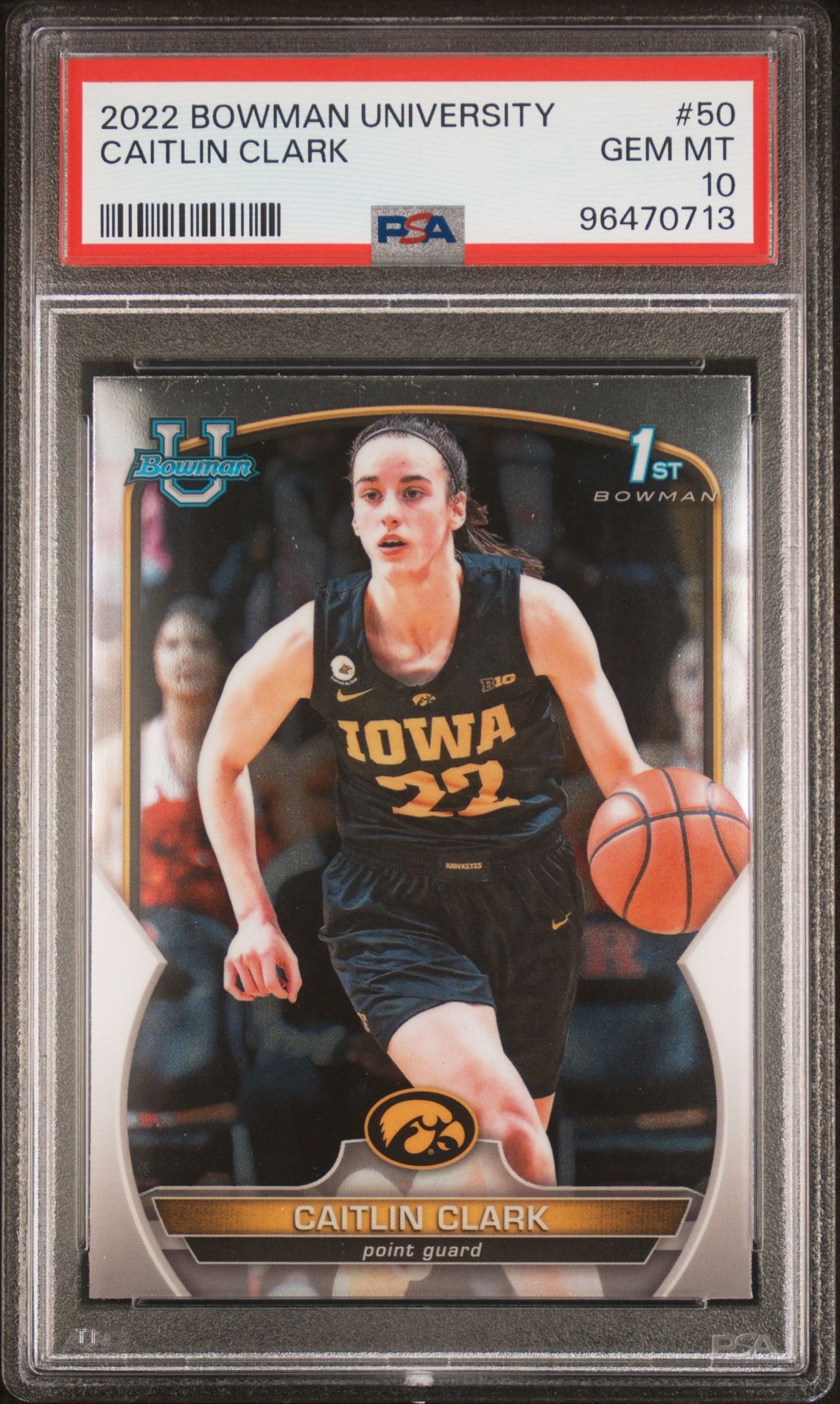 2022 Bowman Chrome BOWMAN CHROME UNIVERSITY REFRACTOR #50 Caitlin Clark front