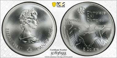 1976 $5 Fencing MS69